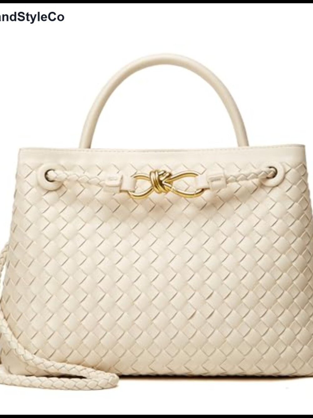 Woven Vegan Leather Crossbody Satchel Bag with Bowknot